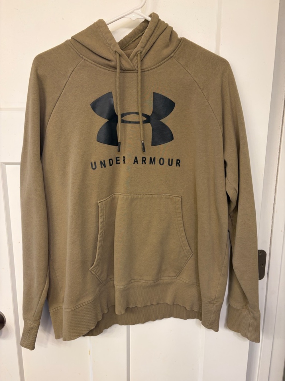 Under Armour Women’s Olive Green Pullover Hoodie with Black Logo